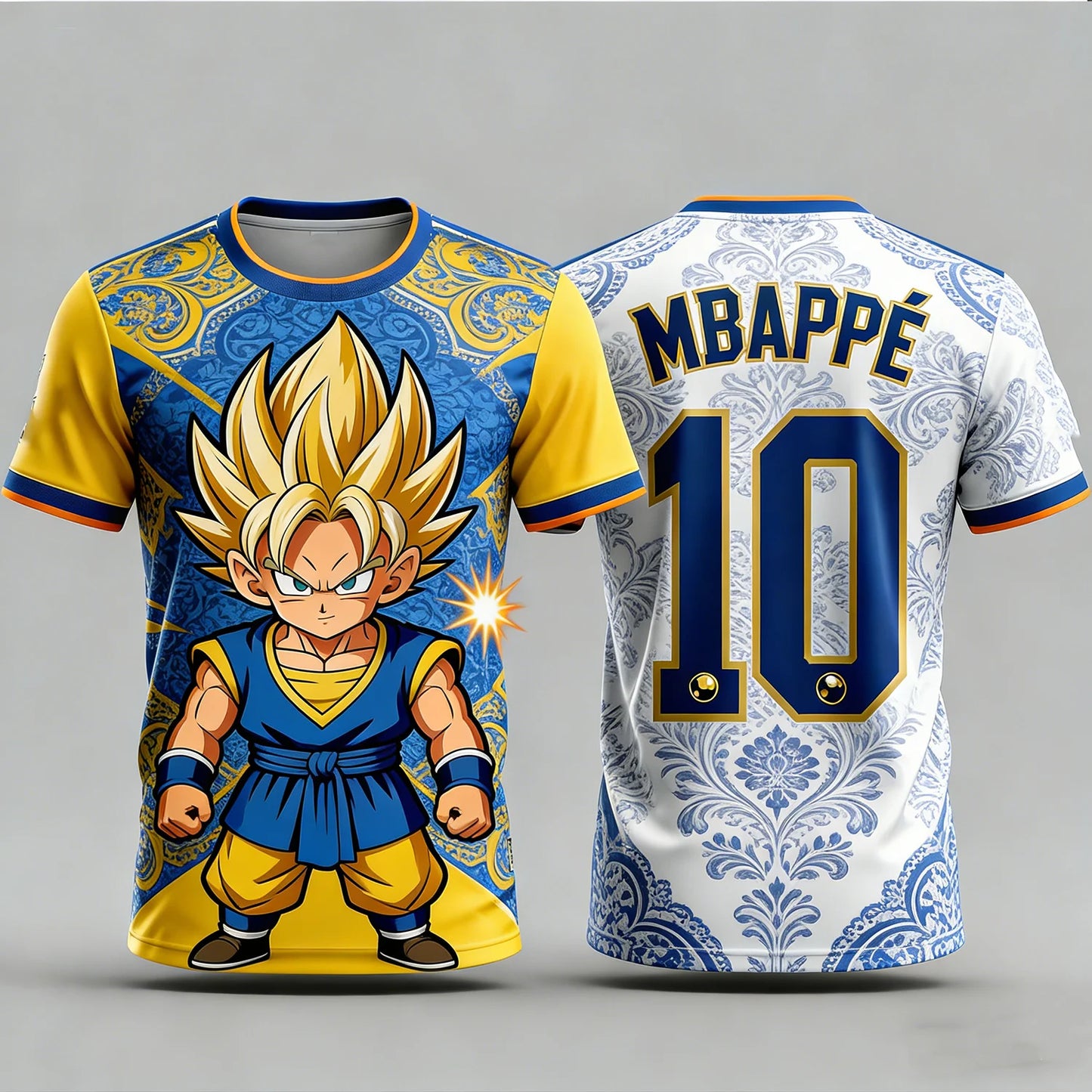 2026 Summer New Adult Men's Dragon Ball Goku 3D Printed Football Jersey T-Shirt Kids Anime T-Shirt Special Football Jersey NO.10