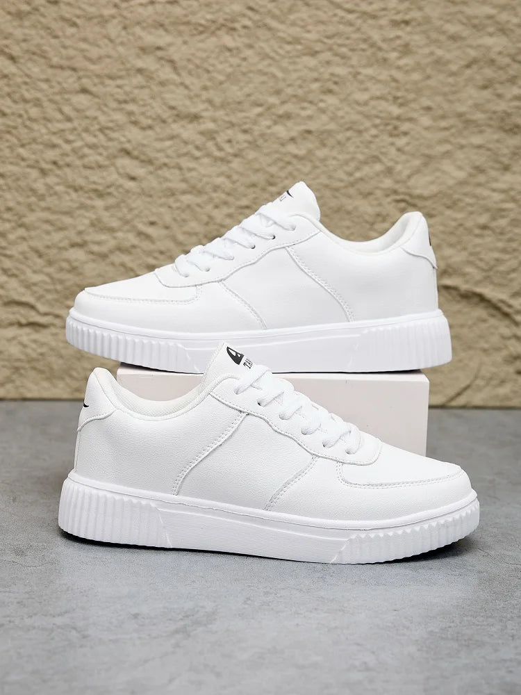 Fashion Leather Men's White Sneakers Breathable Comfortable Classic Casual Shoes for Men and Women Outdoor Walking Shoes Couple Footwear Sizes