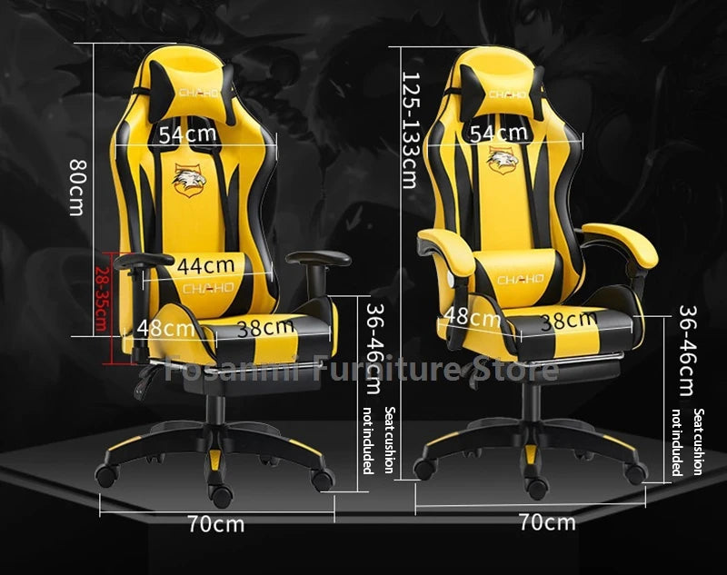 Fosanmi Gaming Chair with Footrest & Headrest, Ergonomic Leather Racing Chair, Swivel Computer Gaming Chair with Adjustable Armrests for Office
