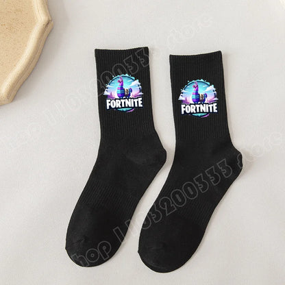 Fortnite-Socken mit Cartoon-Spielcharakter, lange Socken für Kinder und Schüler, einfarbige Baumwollsocken für Frühling und Herbst, Geburtstagsgeschenk