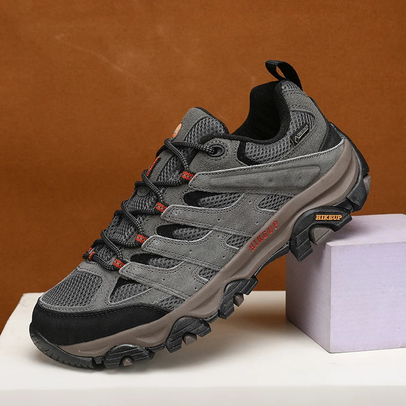 HIKEUP Hiking Shoes for Men, Designer Climbing Trekking Sneakers, Leather Outdoor Sports Work Shoes, Running Shoes