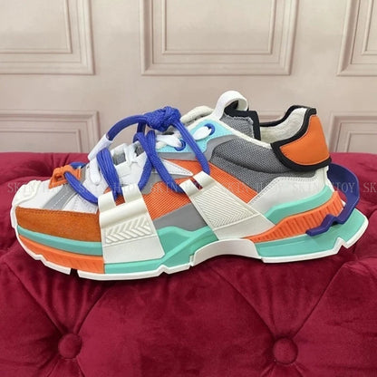 2026 Fashion Women Sneakers Size 35-46 High Quality Platform Sneakers Men Casual Shoes Sports Running Shoes Lace-Up Patchwork