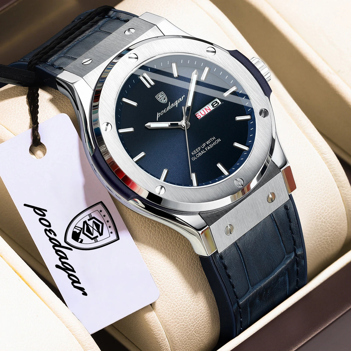 Orologio da uomo POEDAGAR – Modello originale, stile professionale, impermeabile, cinturino in silicone, indicazione di data e giorno, movimento al quarzo, orologio di lusso alla moda.