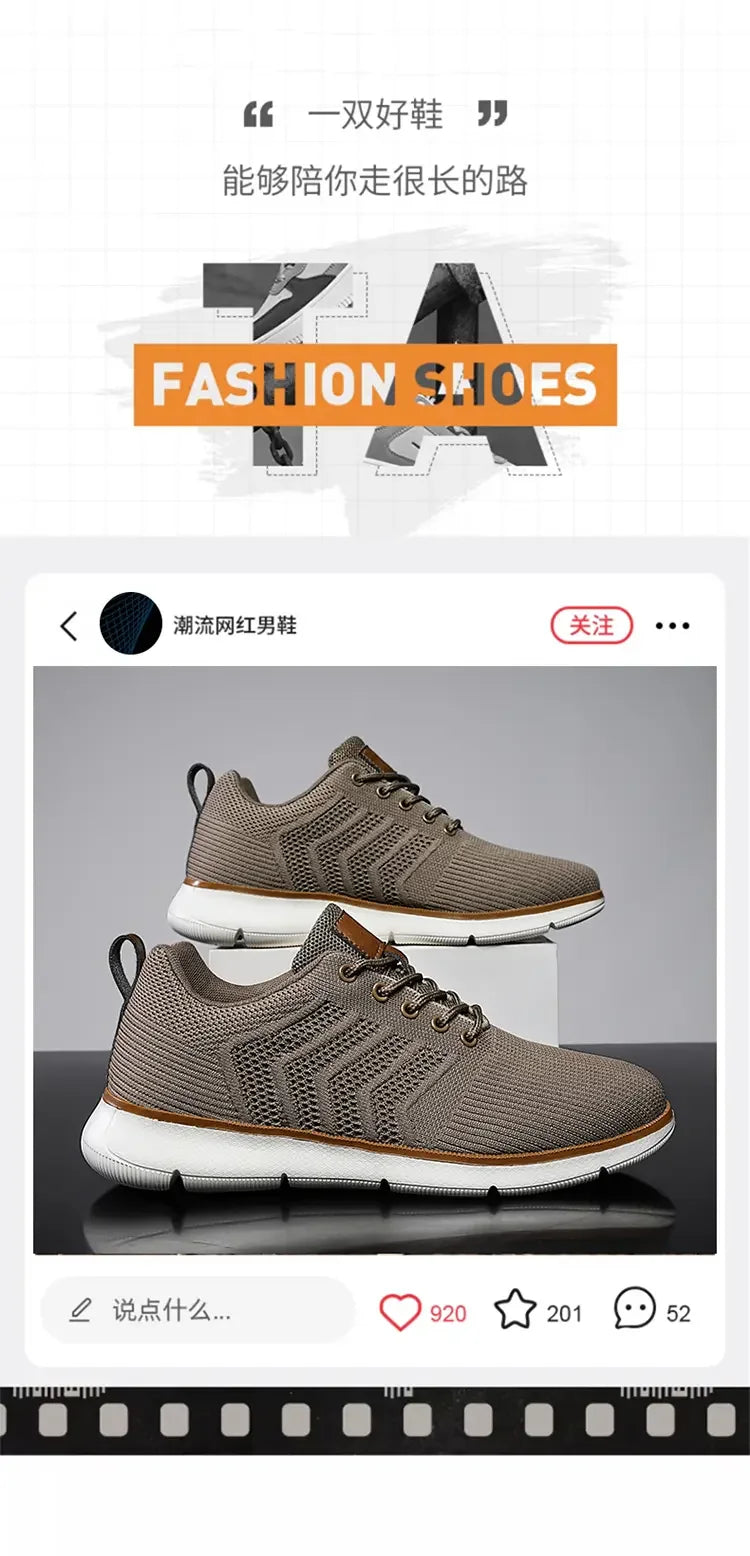 Casual Sneaker Shoes, Breathable Men's Walking Mesh, Soft Sole Outdoor Anti-Slip Travel Comfortable Running Shoes, Tenis Masculino