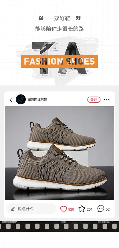 Casual Sneaker Shoes, Breathable Men's Walking Mesh, Soft Sole Outdoor Anti-Slip Travel Comfortable Running Shoes, Tenis Masculino