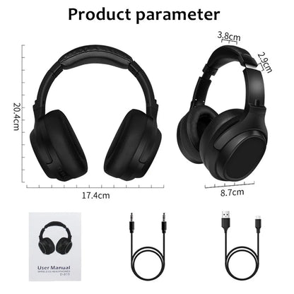 20 H Play Bluetooth Headphones with Large Earmuffs Wireless Earphones with Bass Noise Cancelling and Mic TF-card Support Helmet