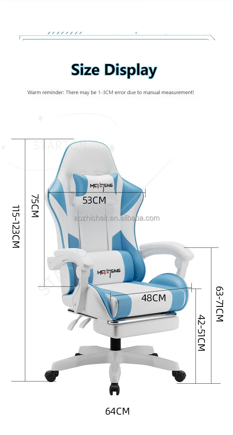 Ergonomisk gamingstol i moderne design med drejefunktion til kontor og hjem, e-sport-gamingstol med hjul, roterende computer-gamingstol