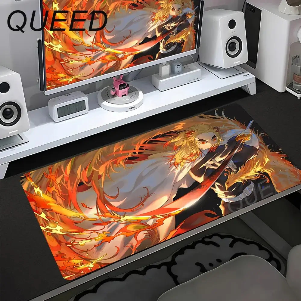 Computer Table Mat Keyboard Desk Pads Anime Mouse Pad Kawaii Girl Mousepad 900x400mm Rubber Non-slip Mouse Mats Demon Slayers XL