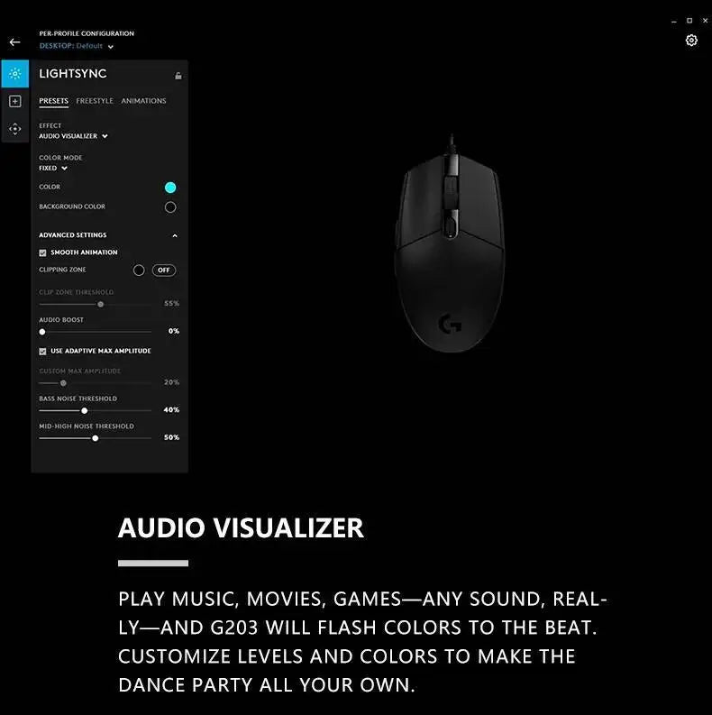 Logitech G203 LIGHTSYNC-mus trådbunden 8000 DPI-sensor RGB Sync 6 knappar mekanisk spänning för kontor och gaming