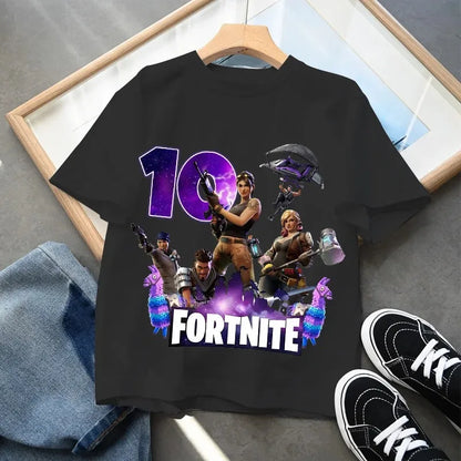 Fortnite Children’s Birthday Number T-Shirt Girls Boys Summer Clothes Baby Cotton Tee Shirts Party Short Sleeve Tops Toddler Gift
