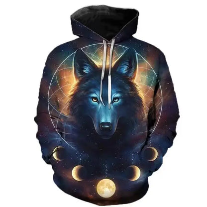 2023 Autumn Fashion New  Lover Wolf Men's Hoodie 3D Pattern Loose Fall Sweatshirt Street Funny Brand