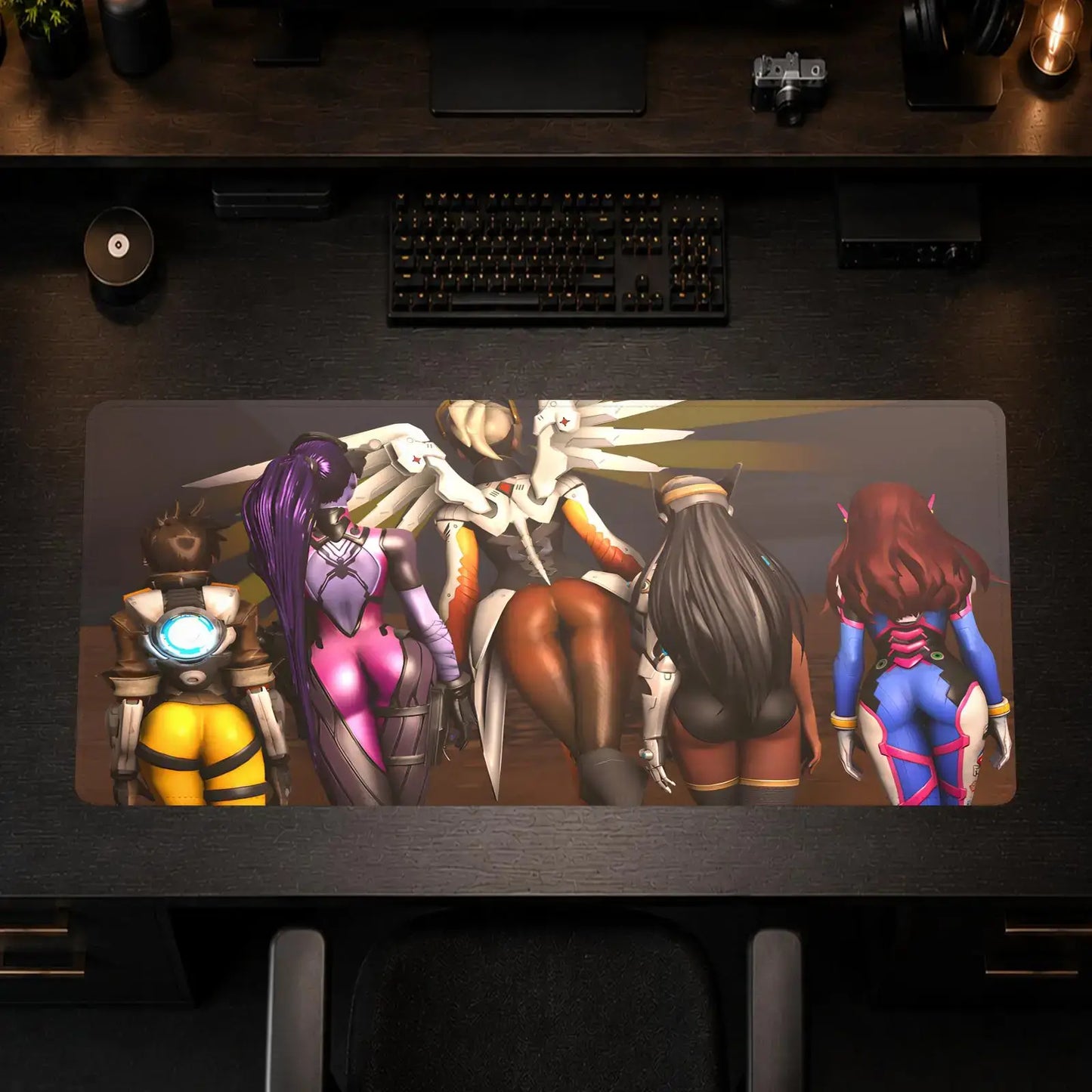 Overwatch Hips žaidimų pelės kilimėlis biurui, neslystantis stalo kilimėlis, „pasidaryk pats“ didelis žaidimų klaviatūros kilimėlis su apsiūtais kraštais