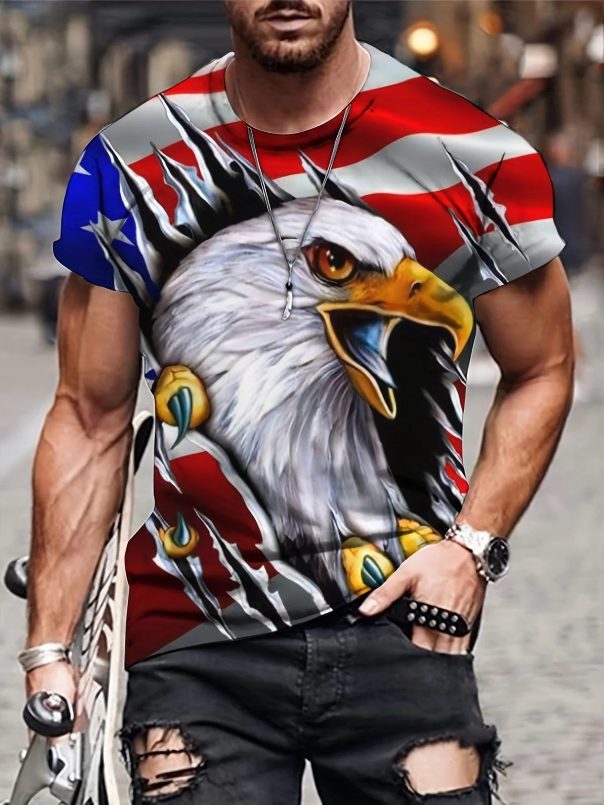 Fashion Eagle T-shirts met print Luxe T-shirt Zomer T-shirts voor heren Casual tops T-shirt met korte mouwen 3D-print Herenkleding