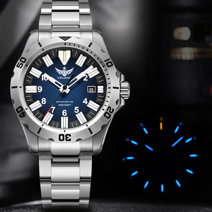 YELANG V1036 42mm Men Quartz Watch Luminous 10 Years Lithium Movement Rotated Dial 30ATM 300m Waterproof Military Style Watches