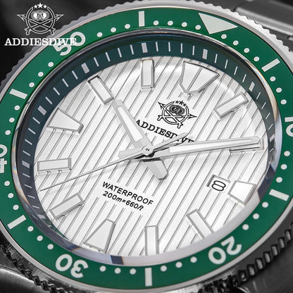 ADDIESDIVE Men's Diving Watch 200 Waterproof Sapphire Glass Quartz Watch BGW9 Luminous Stainless Steel Business Fashion Watch