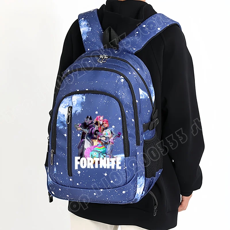 Раница Fortnite Starry Sky с голям капацитет, водоустойчива чанта за лаптоп с принт на игрови персонаж, ученическа раница за момчета и момичета за връщане в училище