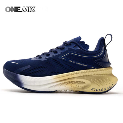 ONEMIX Nieuwe stijl herenhardloopschoenen voor herfst en winter, voor buiten, met demping, ademend, lichtgewicht en elastische sportschoenen