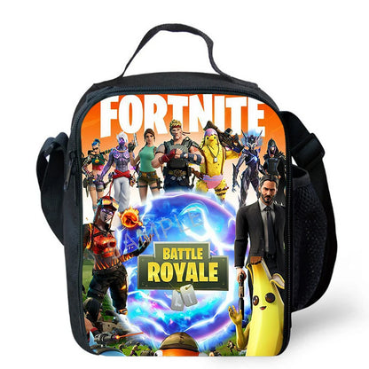 Saco de Almoço Térmico Isolado com Desenho Animado Fofo, Recipiente para Alimentos à Prova de Fugas, Reutilizável, Saco Frigorífico de Almoço Fortnite para Crianças e Estudantes