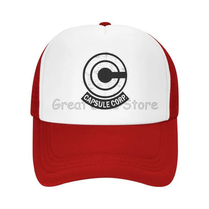 Capsule Corp Mesh-Baseballkappen Unisex-Hip-Hop-Trucker-Cap Anime DBZ Dad-Cap Verstellbare Rennkappe Sommer-Trucker-Snapback-Kappen