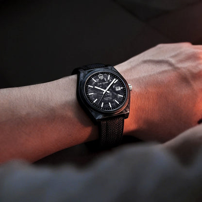 TIME TOKEN  Limited Edition 41mm Luminous Magic Carbon Fiber Men's Automatic Mechanical Watches Calendar Miyota8215 Movement
