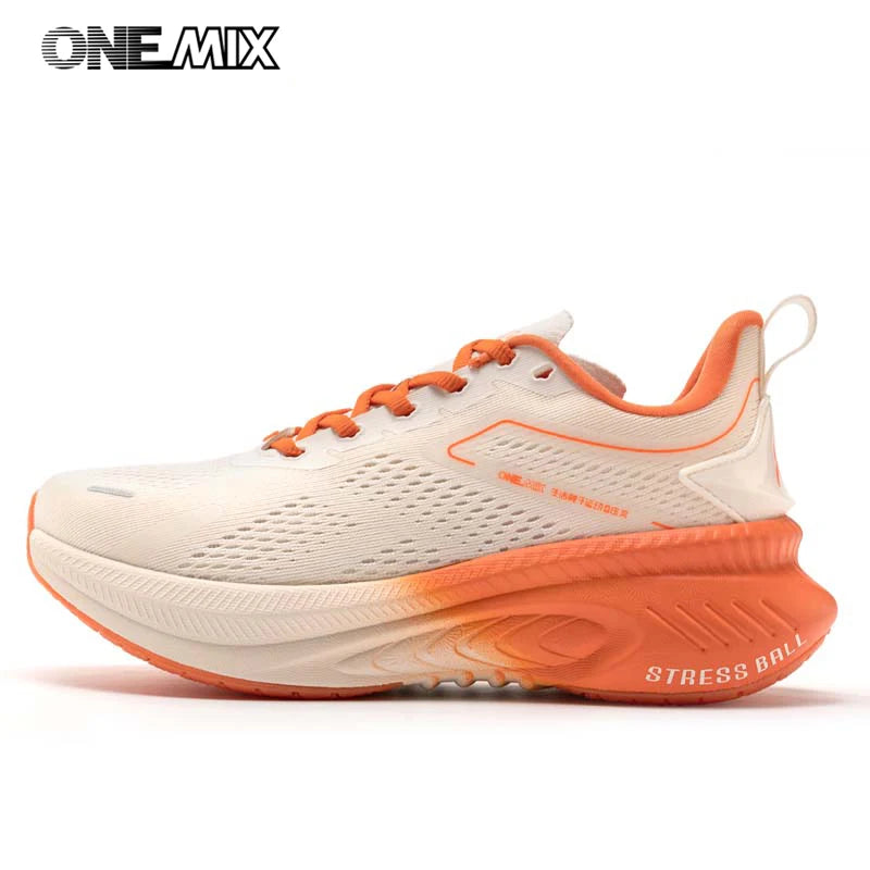 ONEMIX Nieuwe stijl herenhardloopschoenen voor herfst en winter, voor buiten, met demping, ademend, lichtgewicht en elastische sportschoenen