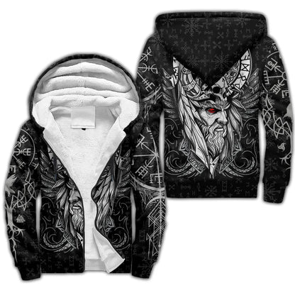 Odin Raven Fenrir Wolf Tattoo 3D Printed Men's Winter Thicker Zip Hoodie Unisex Casual Hooded Tracksuit Warm Fleece Jacket KD18