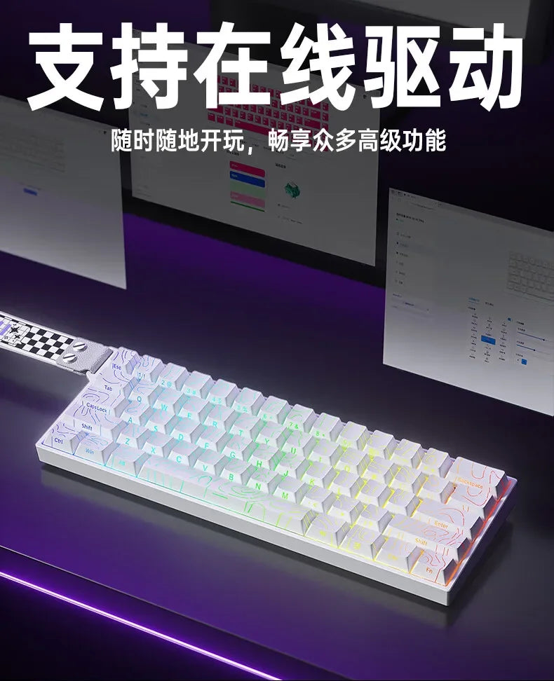 AULA Mini60 HE Magnetic Switch Keyboard RGB Tri Mode Wireless Mechanical Keyboard 8000Hz 0.01mm RT Gaming Keyboard Gamer Gifts