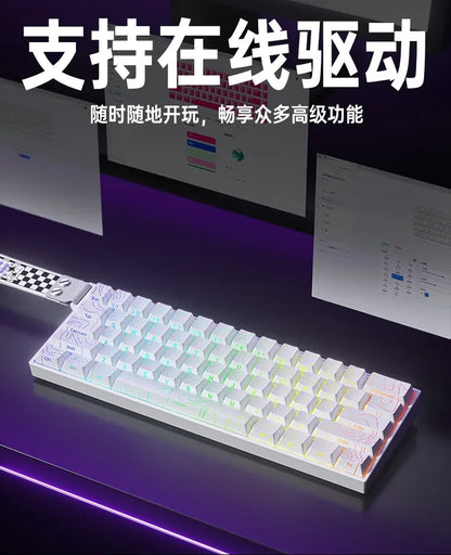 AULA Mini60 HE Magnetic Switch Keyboard RGB Tri Mode Wireless Mechanical Keyboard 8000Hz 0.01mm RT Gaming Keyboard Gamer Gifts