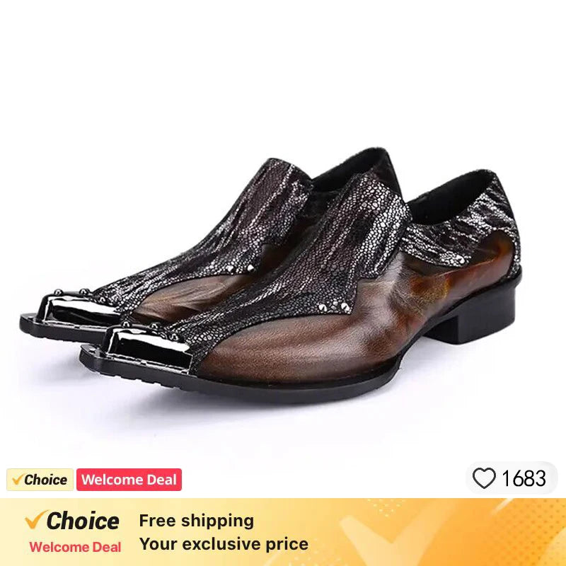 Men's Luxury White Gold Metal Toe Oxford Elegant Loafers Slip-On Dress Shoes Formal Wedding Party PU Leather Shoes Size 38-46
