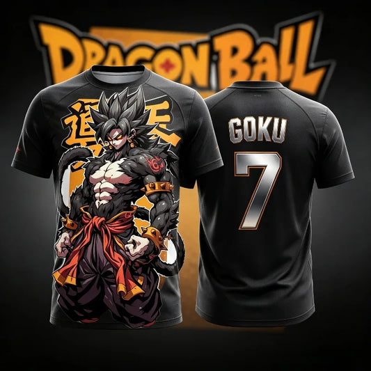 2026 Summer Dragon Ball Retro Fitness T-shirt Men's Oversized 3D Printed Short-sleeved Family Unisex Children's Sports Shirt