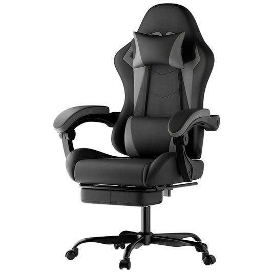 Ergonomic Gaming Chair with Lumbar Support, Adjustable Headrest, Reclining PC Gaming Chair with Footrest for Adults & Gamers