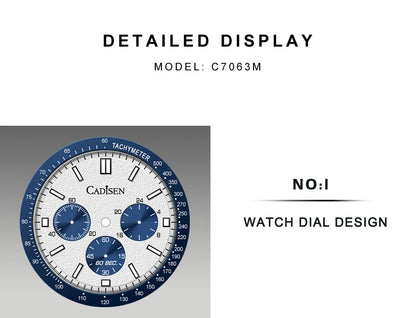 CADISEN 2024 New Men's Watches Quartz Business Watches Japan VD53 Men's Clock Top Brand Luxury Watch Men's Chronograph Watch
