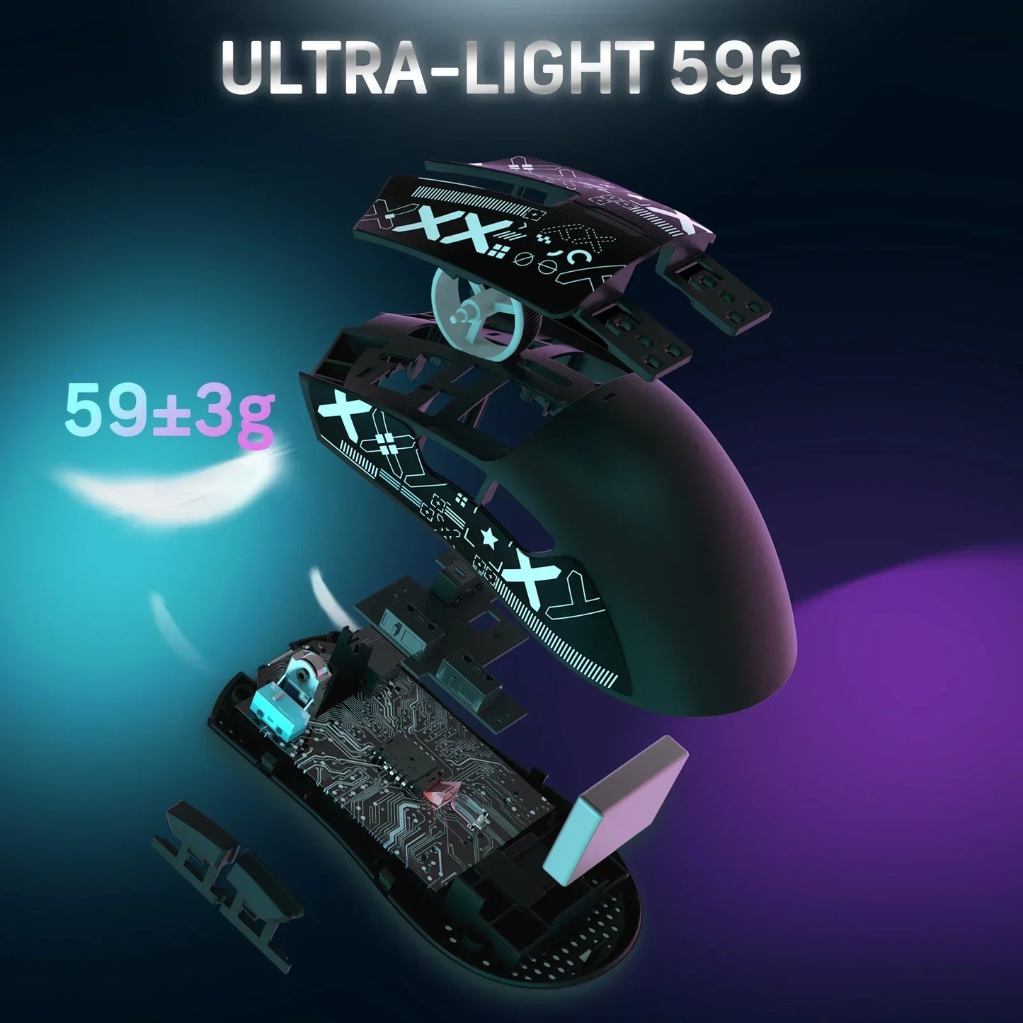 Mouse da gaming wireless Original Brand ATTACK SHARK X11 con dock di ricarica, sensore gaming PixArt PAW3311, Origin BT/2.4G wireless/cablato