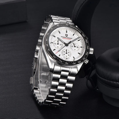 New PAGANI DESIGN Moon Men Watch Retro Luxury Quartz Watches For Men Stainless steel Sport waterproof Chronograph Man+With BOX