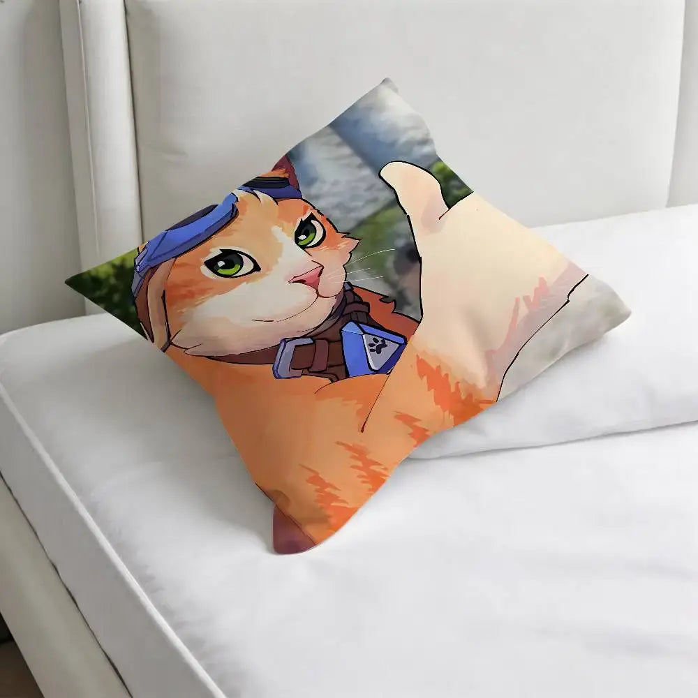 Jetpack Cat O-Overwatch Game Square Pillow Case Soft Decorative Throw Pillow Cover for Home Sofa Bed