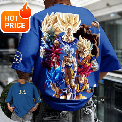 2026 Summer Dragon Ball T-shirt 100% Cotton Goku All Forms Print Oversized Gym Streetwear Unisex Retro Tee for Adults Kids