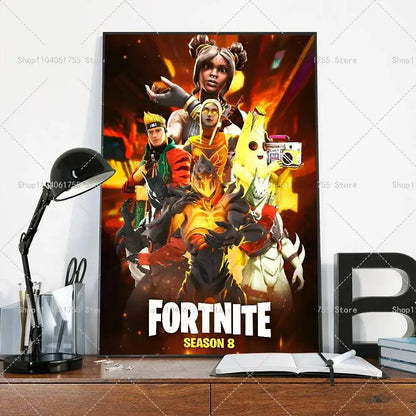 F-Fortnites-Game Popular Poster Self-adhesive Art Waterproof Paper Sticker Coffee House Bar Room Wall Decor