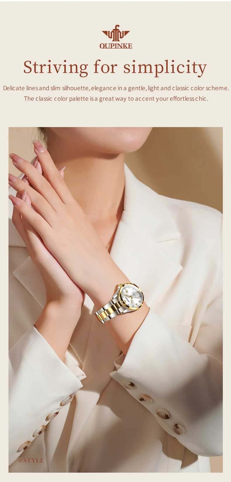 OUPINKE 3199 Real Diamond Automatic Watch for Women Sapphire Crystal Mirror 50M Waterproof Luxury Elegant Ladies Watch Set