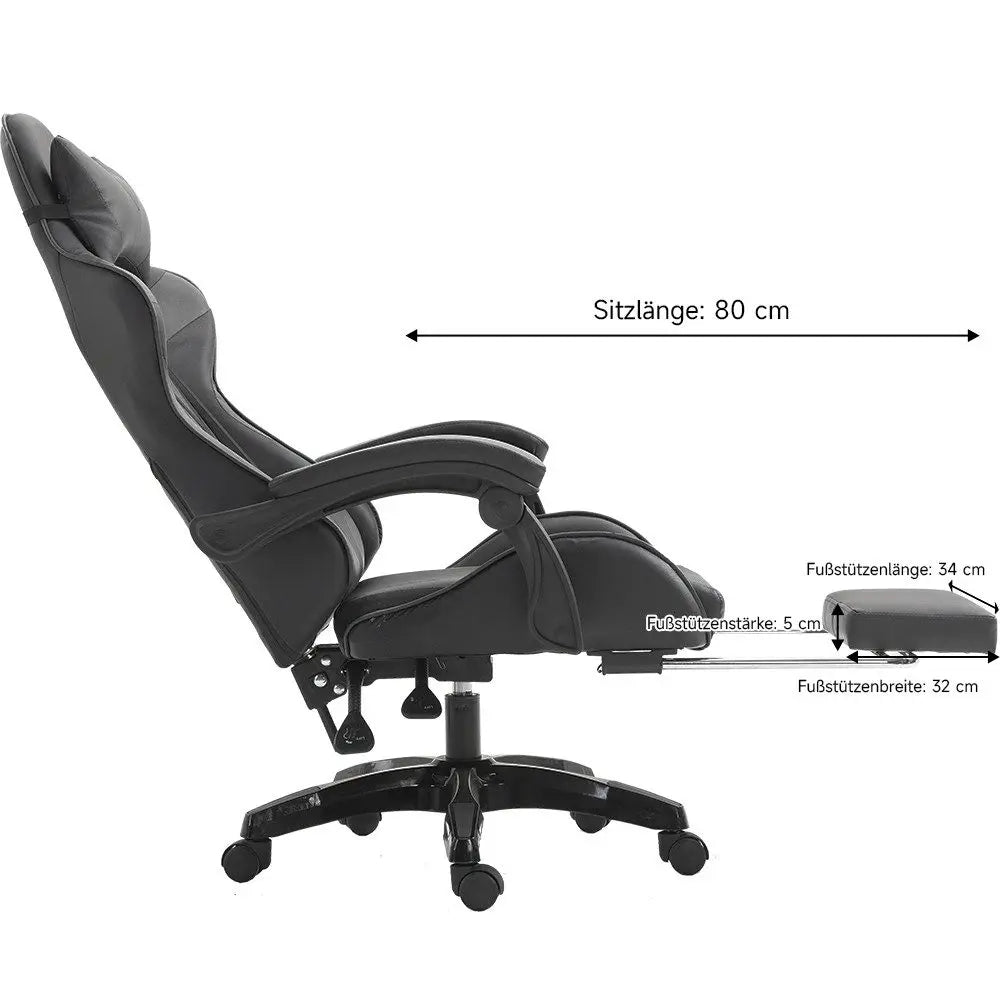 Silla gaming Sillón gaming Silla de oficina ajustable en altura con función reclinable ajustable, orejas de gato y cojines