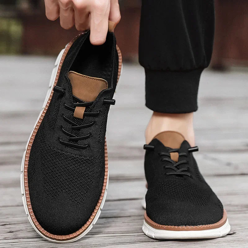 Men Casual Shoes Classic Breathable Brogue Flats Cushioning Color Blocking Design Dress Shoes Versatile Sneakers Lightweight