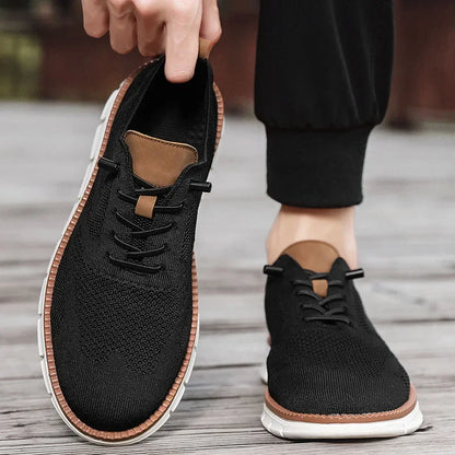 Men Casual Shoes Classic Breathable Brogue Flats Cushioning Color Blocking Design Dress Shoes Versatile Sneakers Lightweight