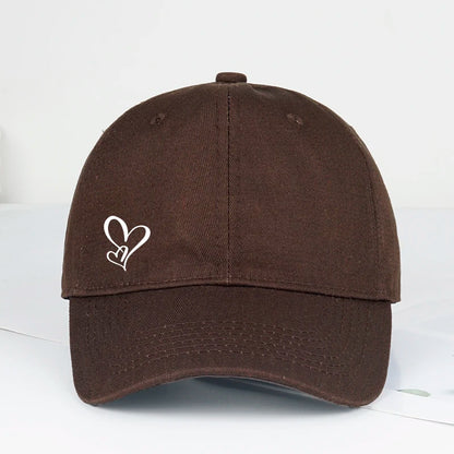 Minimalistische Baseballkappe mit doppeltem Herz-Print für Damen und Herren – weich, verstellbar, Dad-Cap, lässig, Liebesthema, Sonnenkappe