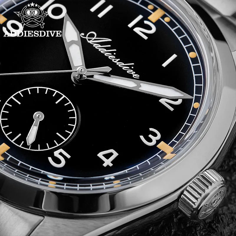 ADDIESDIVE 36mm Men's Quartz VH60 Watch BGW9 Luminous Bubble Mirror Pot Cover Glass 10Bar Waterproof Stainless Steel Watch