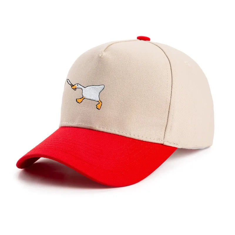 Embroidered baseball cap with goose pattern for men and women, casual and fashionable city style duckbill cap