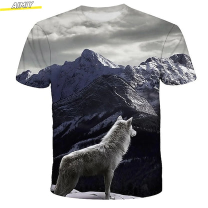 Мъжка тениска „Hipster Wolf“ с 3D печат, къс ръкав, модна лятна тениска, 3D животно, големи размери, с кръгла яка, за ежедневно носене и почивка