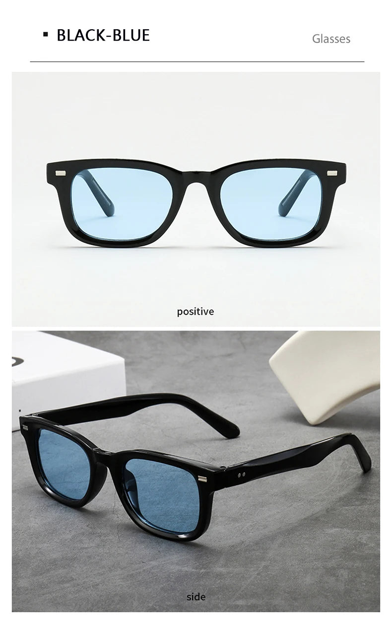 Men's Thick Framed Retro Brown Sunglasses Narrow Framed Hip-hop Style Rapper Eyewear Vacation Sunglasses UV400
