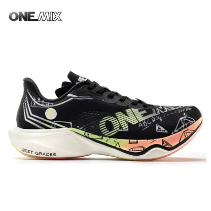 ONEMIX Nowe buty do biegania maratońskiego z podeszwą z nylonu i włókna węglowego – amortyzujące, profesjonalne, zapewniające stabilne wsparcie, ultralekkie, z doskonałym odbiciem