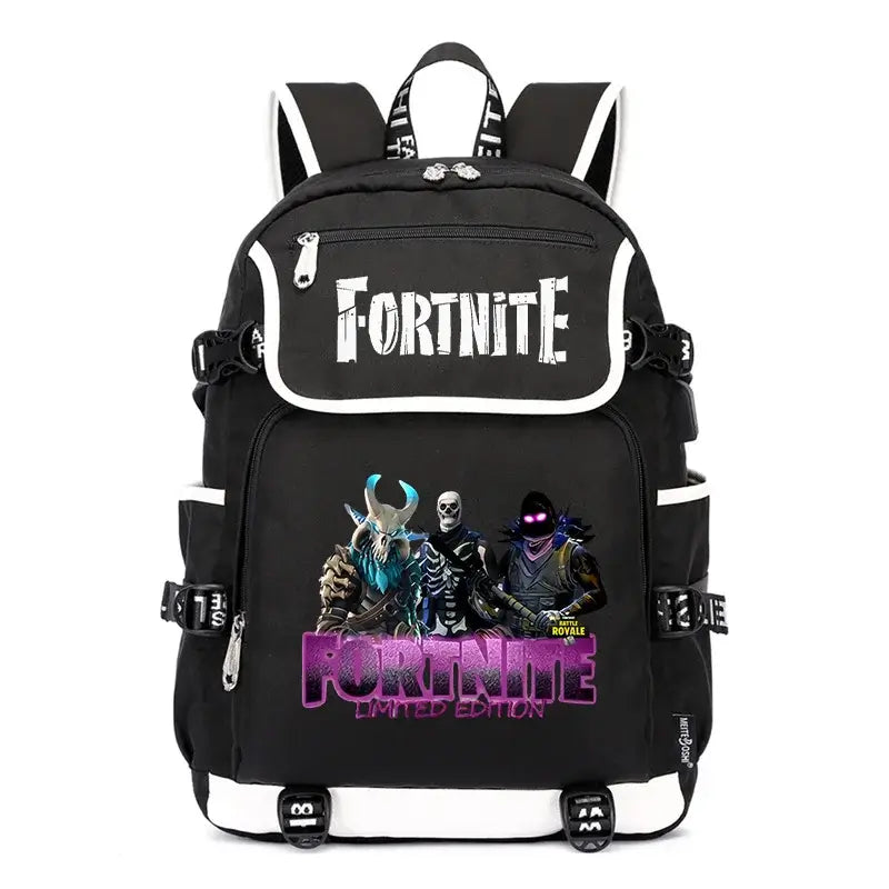 Fortnites раница с голям капацитет, ежедневна чанта за рамо с USB порт, унисекс аниме ученическа раница, нов стилен подарък за канцеларски принадлежности