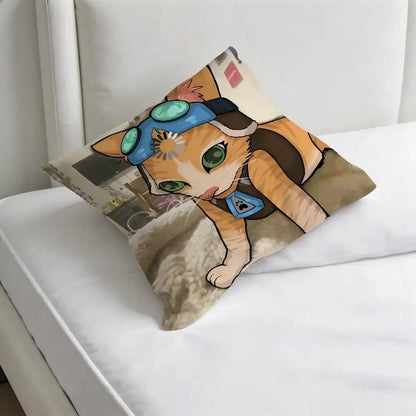 Jetpack Cat O-Overwatch Game Square Pillow Case Soft Decorative Throw Pillow Cover for Home Sofa Bed