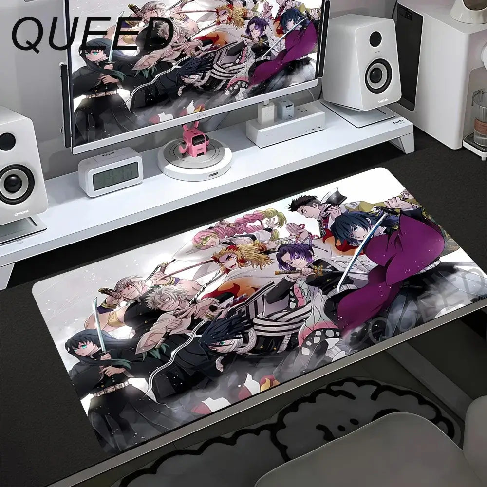 Computer Table Mat Keyboard Desk Pads Anime Mouse Pad Kawaii Girl Mousepad 900x400mm Rubber Non-slip Mouse Mats Demon Slayers XL